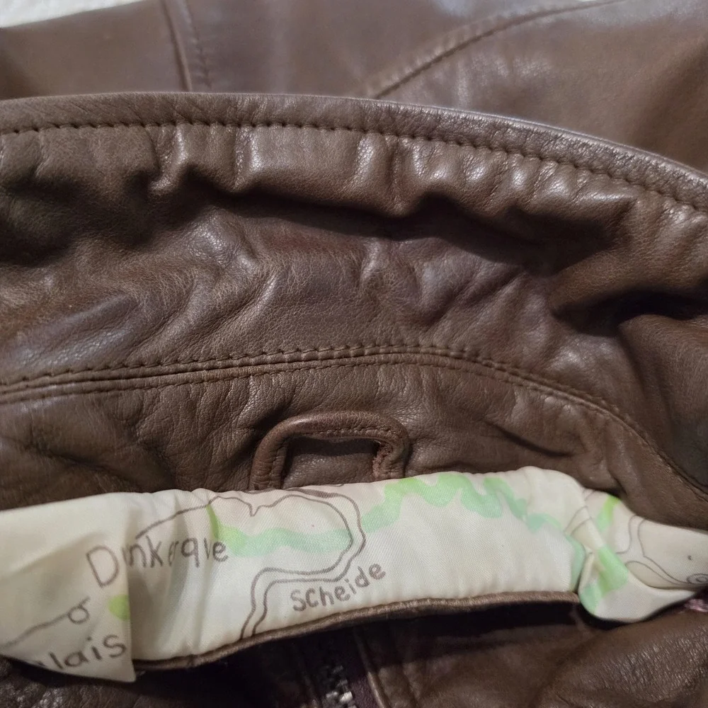Vintage Reed Mens Leather Aviator Flight A2 Bomber Jacket Size L World Map Lined